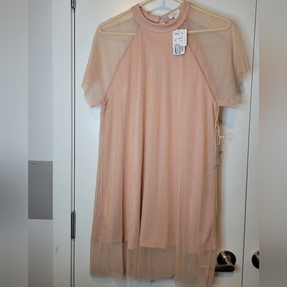 Forever 21 Pink Gold Mesh Short Dress - Picture 1 of 4